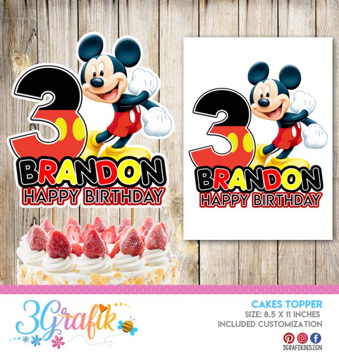Mickey Mouse Cake Topper Digital