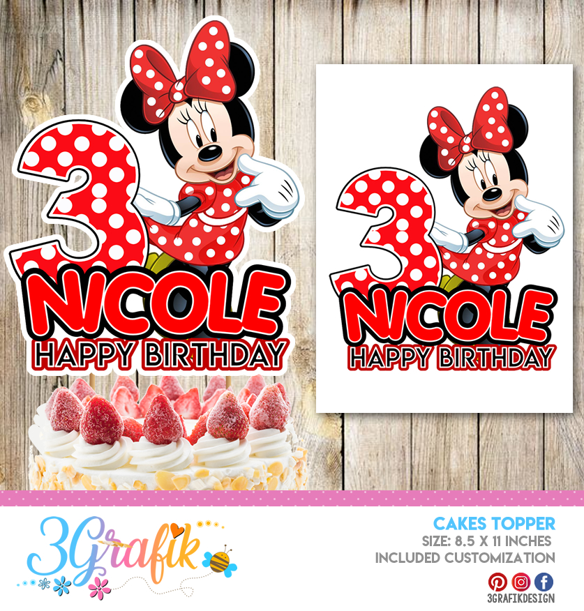 Mickey Mouse Party Custom Cake topper Minnie Mouse Birthday Decor Minnie Mouse Cake Topper Birthday party decor Minnie Mouse birthday