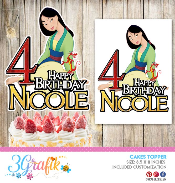 Mulan Cake Topper printable