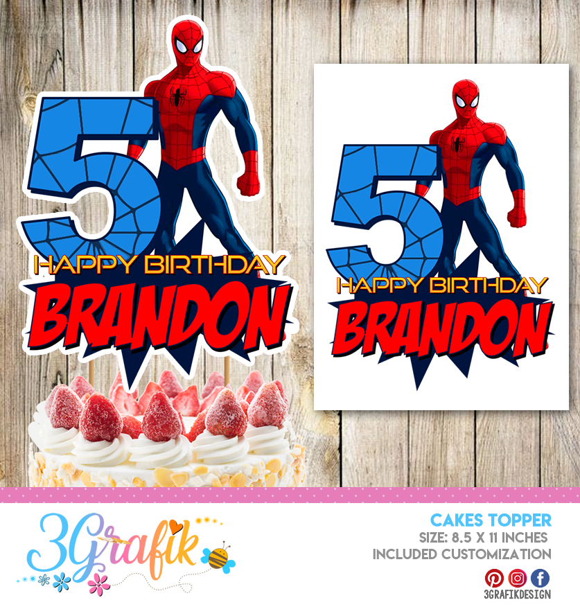 ▷ Spiderman cake topper | Spiderman Birthday Cake Topper