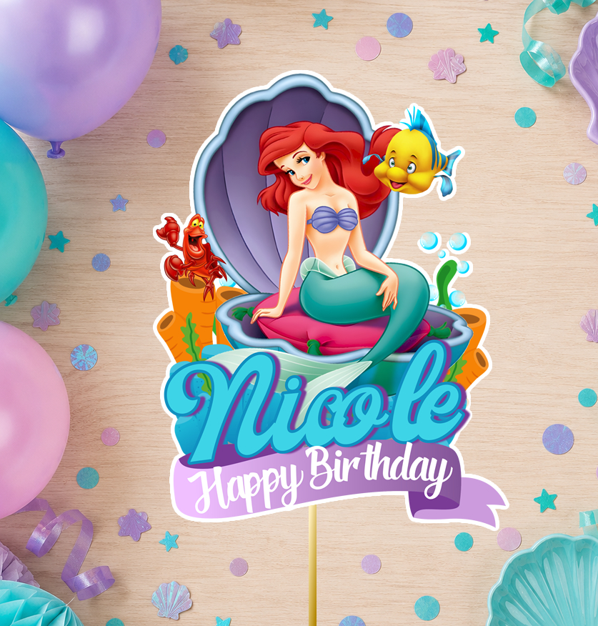Personalized Ariel Little Mermaid Cake Topper