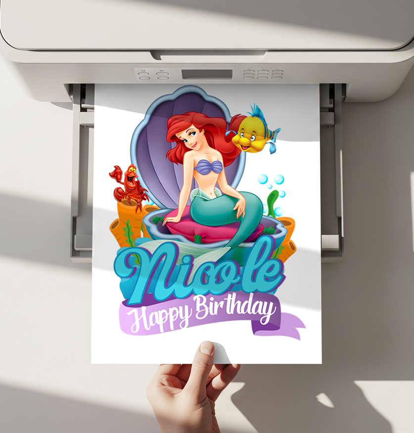 Personalized Ariel Little Mermaid Cake Topper
