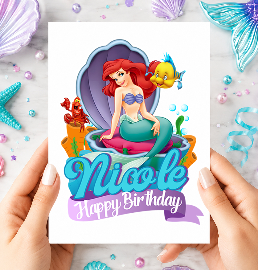 Personalized Ariel Little Mermaid Cake Topper
