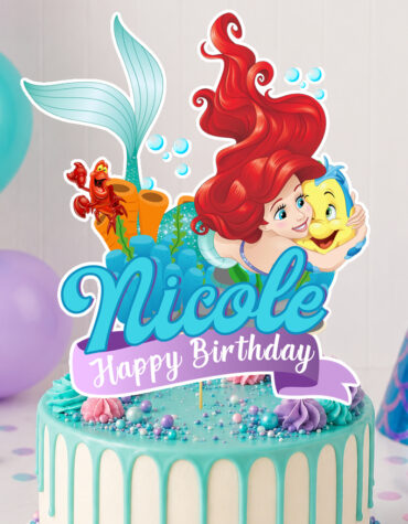 Personalized Ariel Little Mermaid Cake Topper