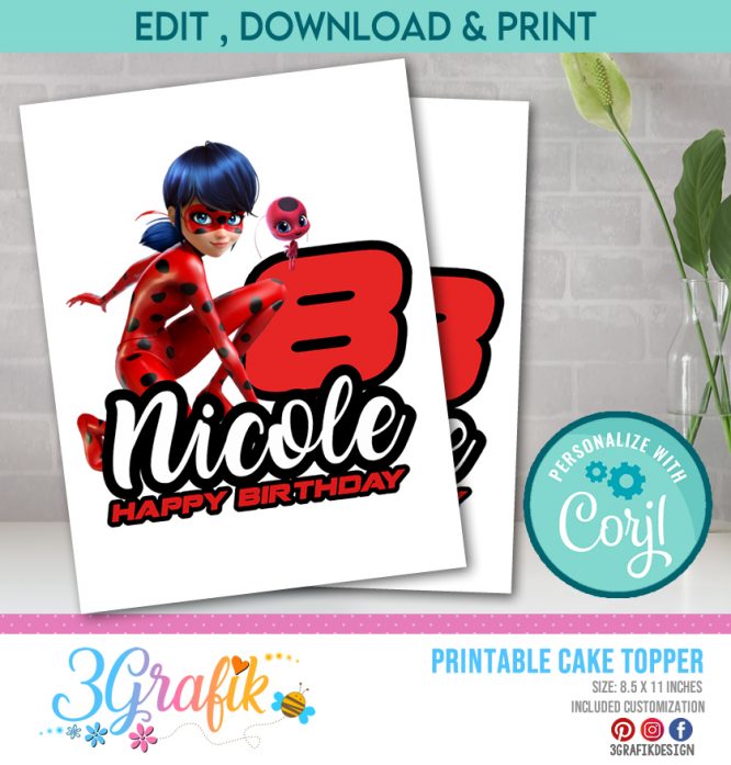 Miraculous Cake Topper Printable