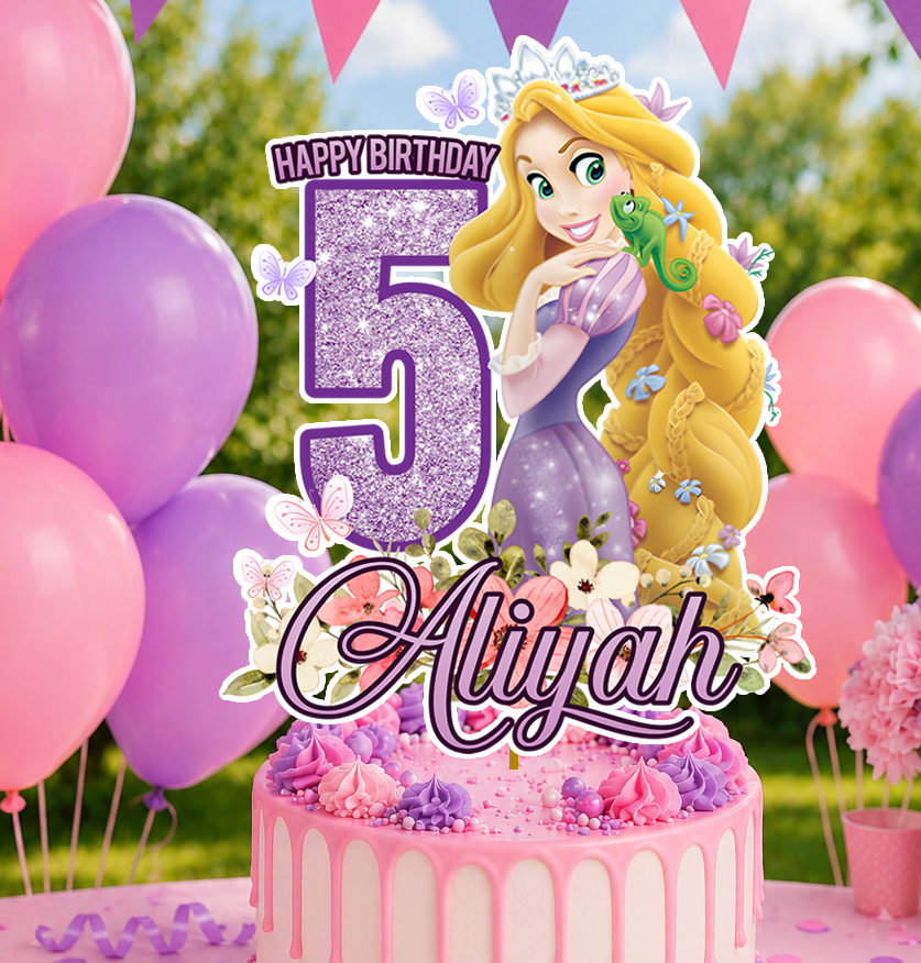 Editable Rapunzel Cake Topper