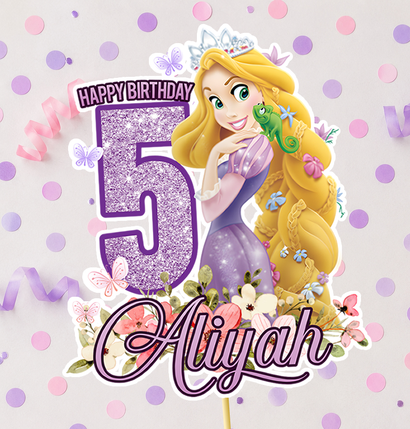 Editable Rapunzel Cake Topper