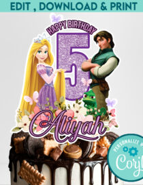 Editable Rapunzel Cake Topper