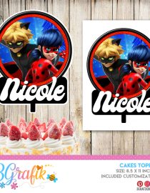 Miraculous ladybug cake topper digital | Ladybug Birthday Cake Topper