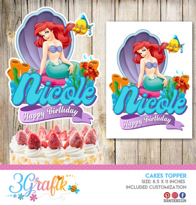 Little Mermaid Cake Topper printable