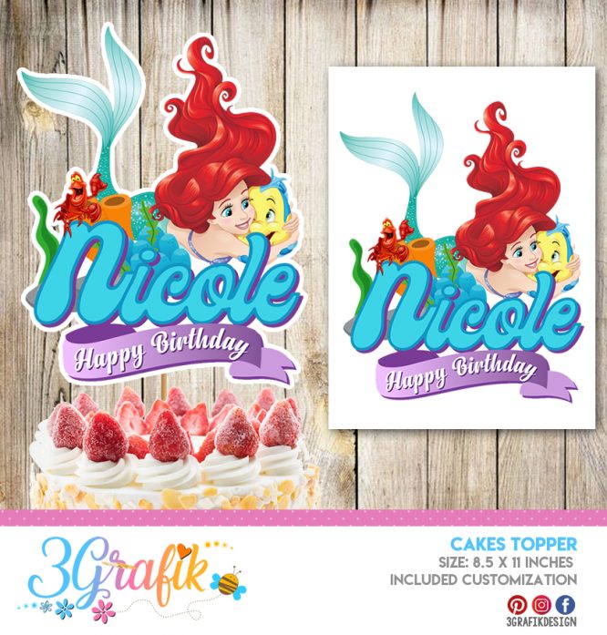 Little Mermaid Cake Topper digital