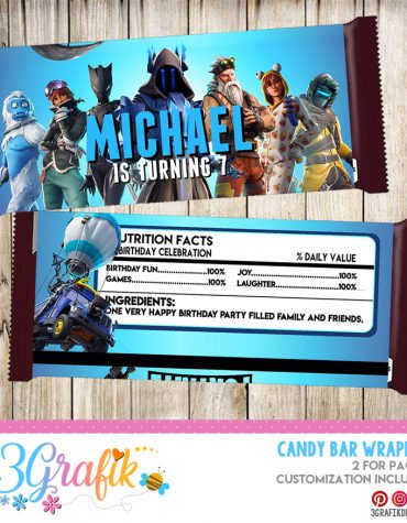 Fortnite candy bar wrappers labels