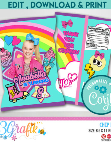 Editable JoJo Siwa Chip Bag