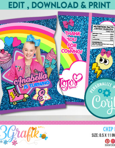 Editable JoJo Siwa Chip Bag