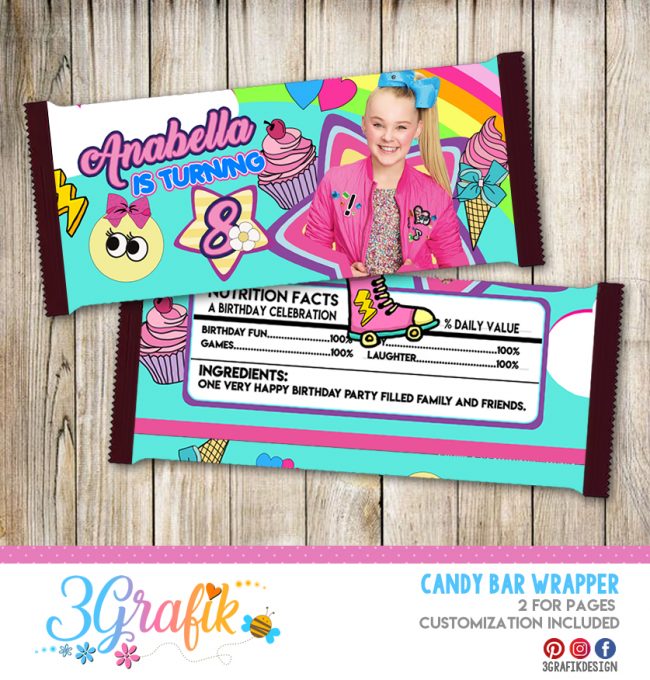 Jojo Siwa Candy Bar Wrapper Jojo Siwa Candy Bar hershy