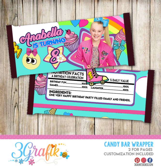 Jojo Siwa Candy Bar Wrapper