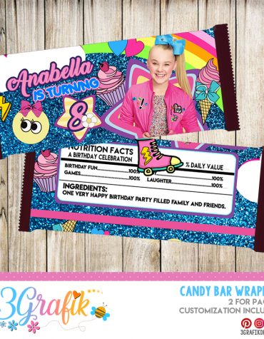 Jojo Siwa Candy Bar Wrapper labels