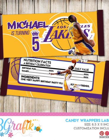 Lakers Kobe Bryant candy bar wrappers labels