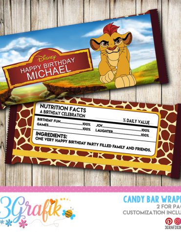 The Lion Guard Candy Bar Wrapper labels