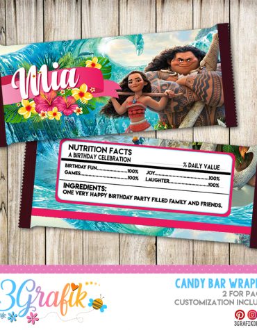 Moana Candy Bar Wrapper labels