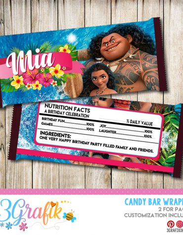 Moana Candy Bar Wrapper labels Digital