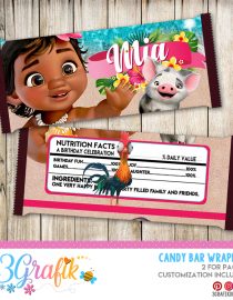 Moana Candy Bar Wrapper labels