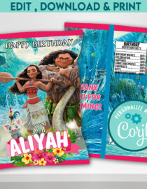Moana Birthday Chip Bag Printable | DIY Party Favor Wrapper for Kids Birthday Theme