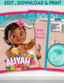 Moana Baby Themed Chip Bag | Personalized Favor Wrapper for Ocean Adventure Birthday Party