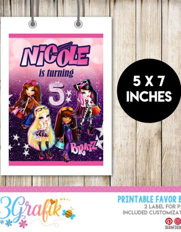 Bratz favor bag label