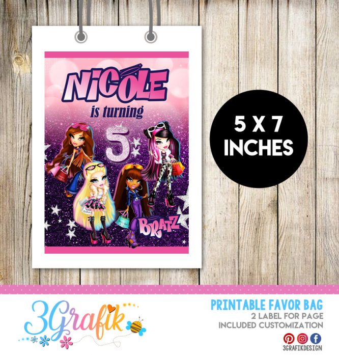 Bratz favor bag label