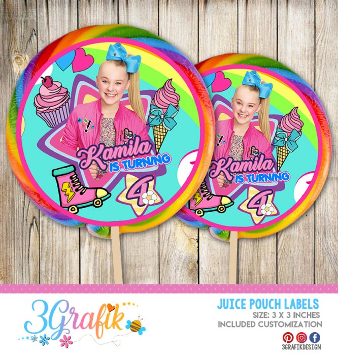 Jojo Siwa lollipop label