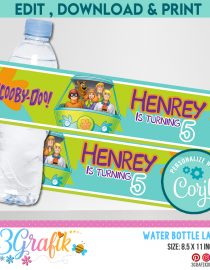 Scooby Doo water bottle Label