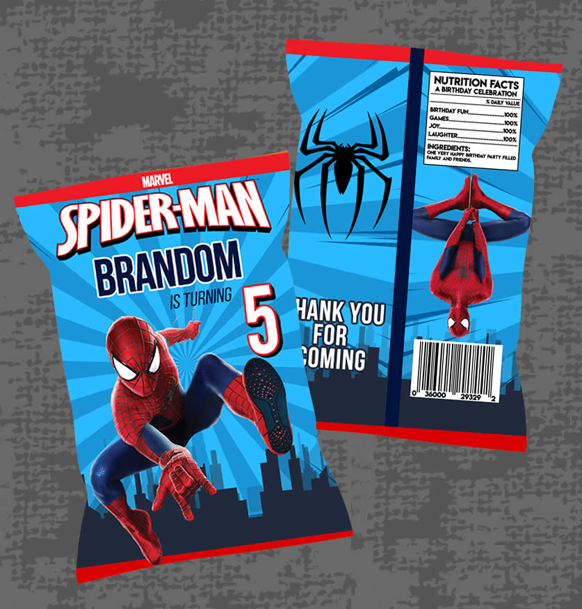 Editable Spider-Man Chip Bag Template