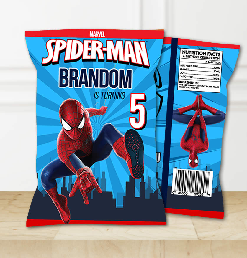 Editable Spider-Man Chip Bag Template