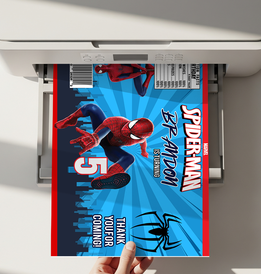 Editable Spider-Man Chip Bag Template