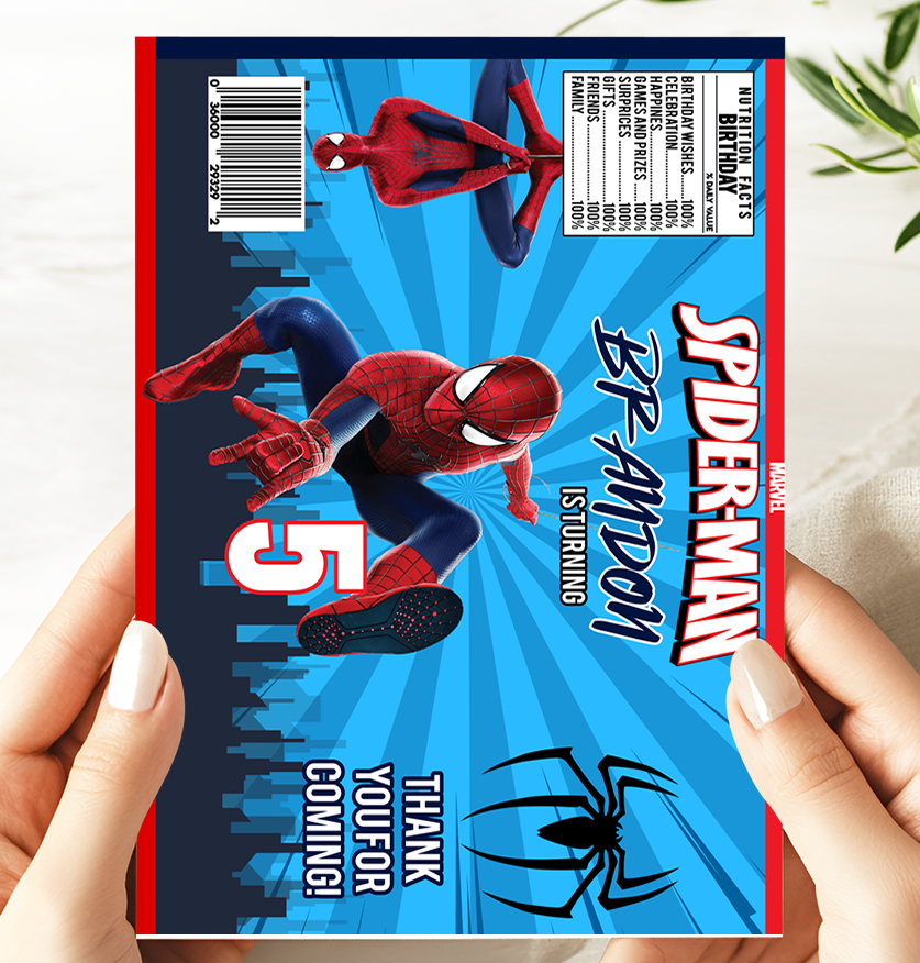 Editable Spider-Man Chip Bag Template