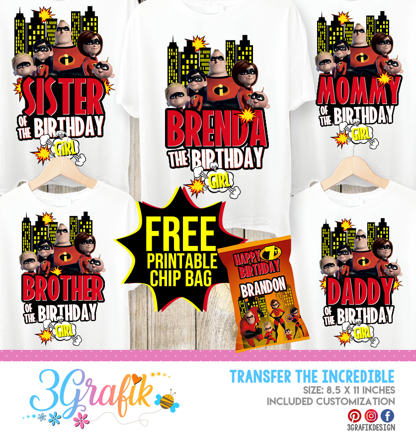 The Incredible transfers t-shirt | The Incredible party supplies