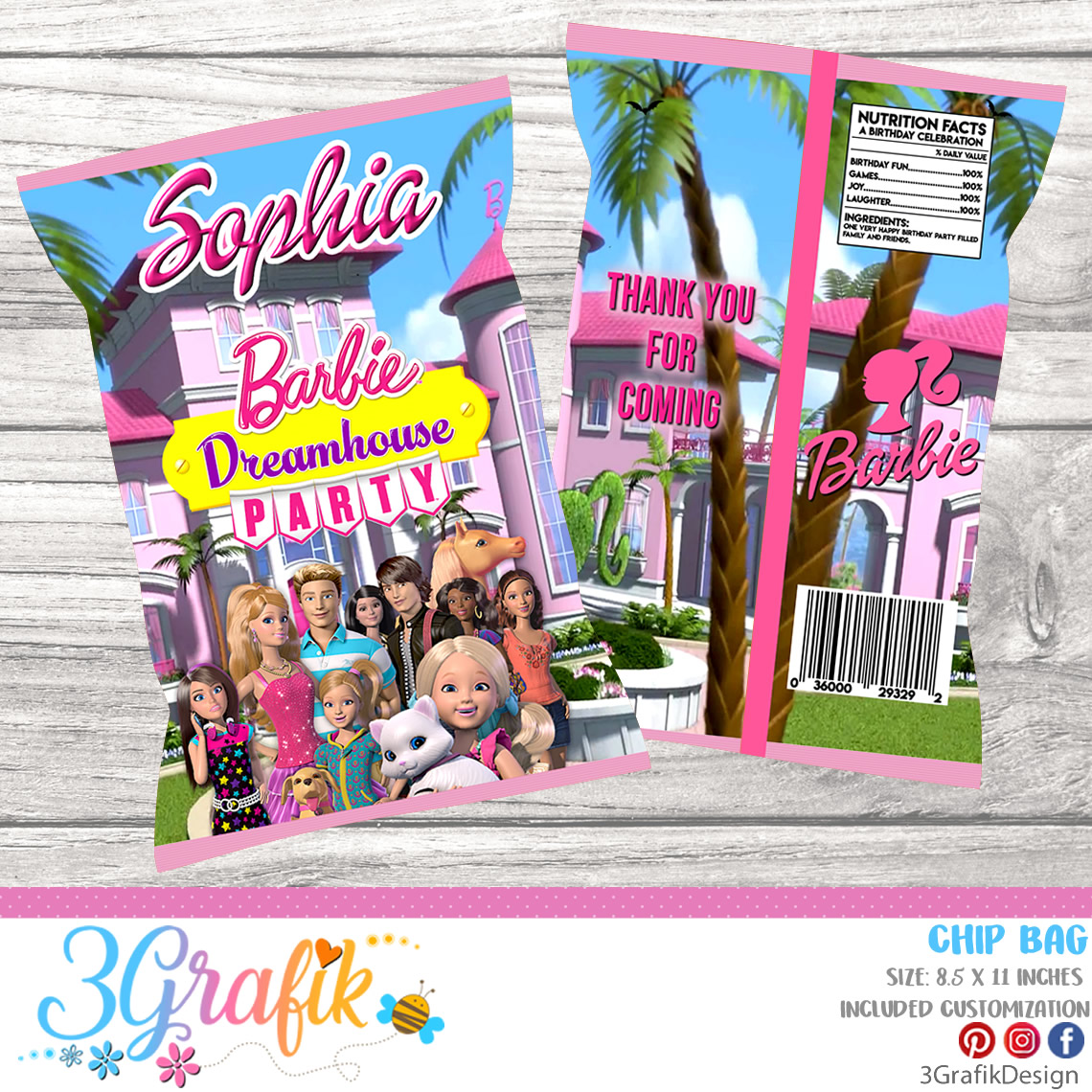 Black Barbie Birthday Chip Bag Digital File Printable DIY  Bobotemp