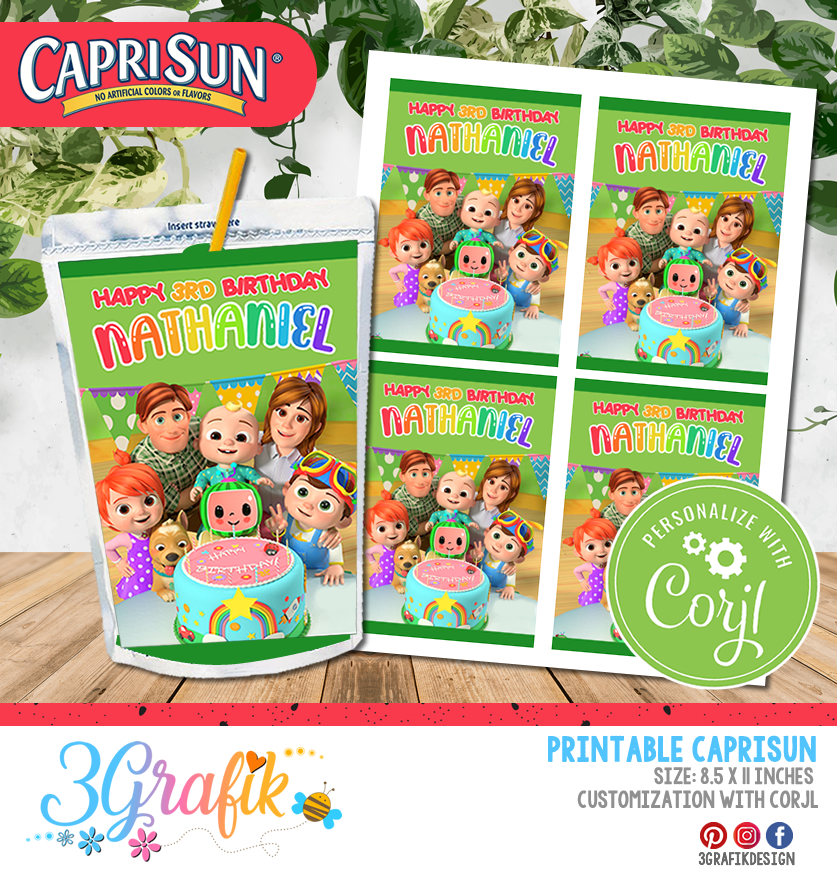 Cocomelon Capri Sun Labels - Cocomelon Water Labels – Cute Pixels Shop