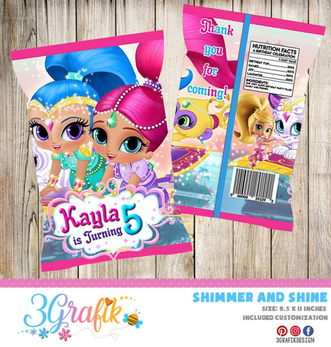 Shimmer and Shine Chip Bag printable
