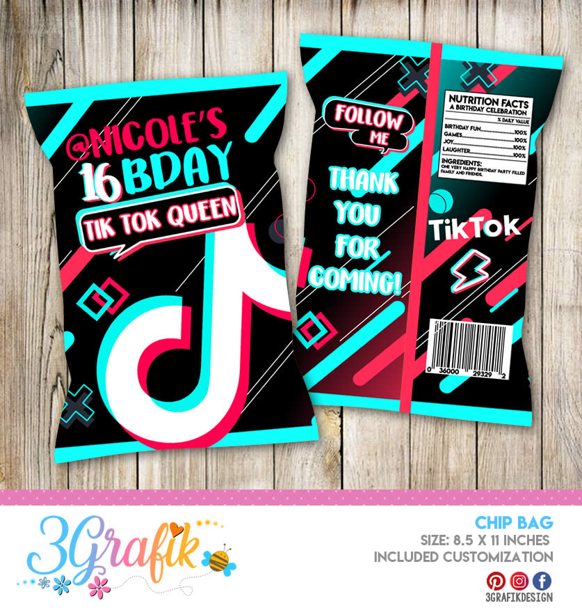 TikTok Chip Bag Tik Tok Birthday party Tik Tok decoration