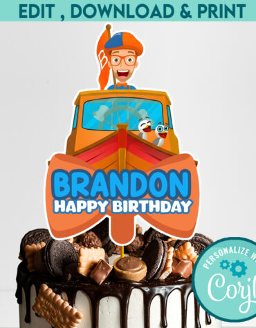 Blippi Birthday Cake Topper, Blippi Cake topper printable