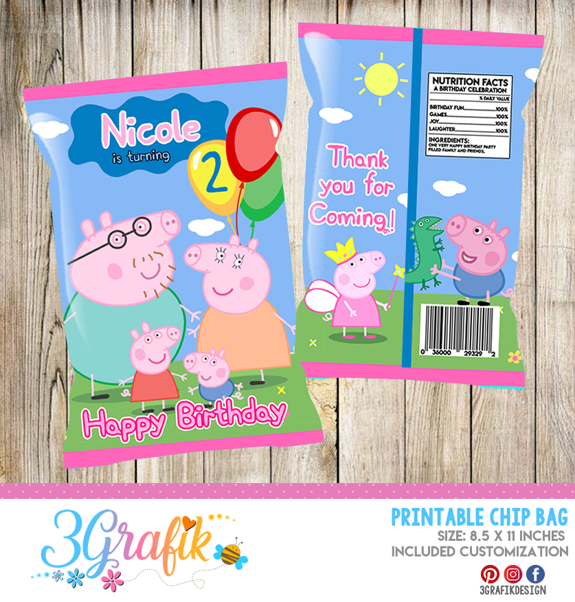 peppa pig chip bags chip bag peppa pig peppa pig printable party