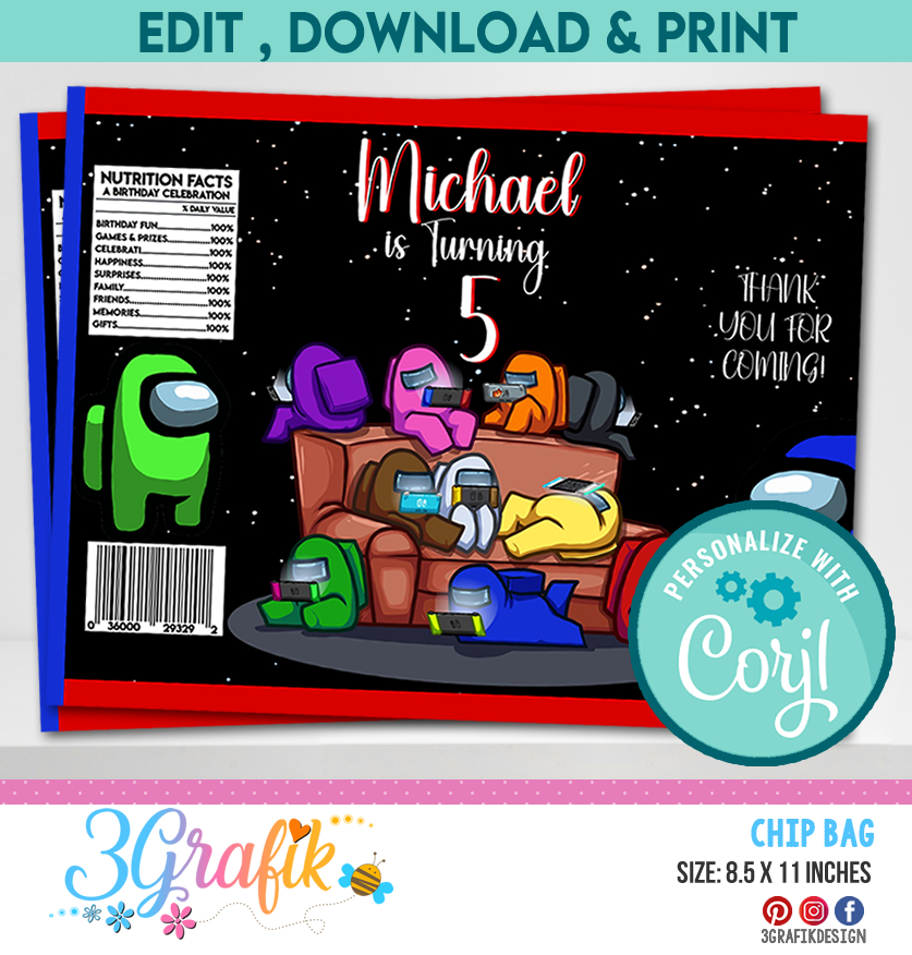 Editable Among Us Chip Bag