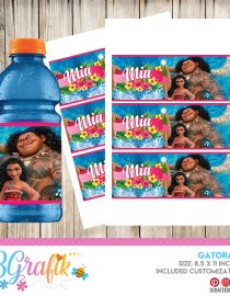 Moana Gatorade Label printable