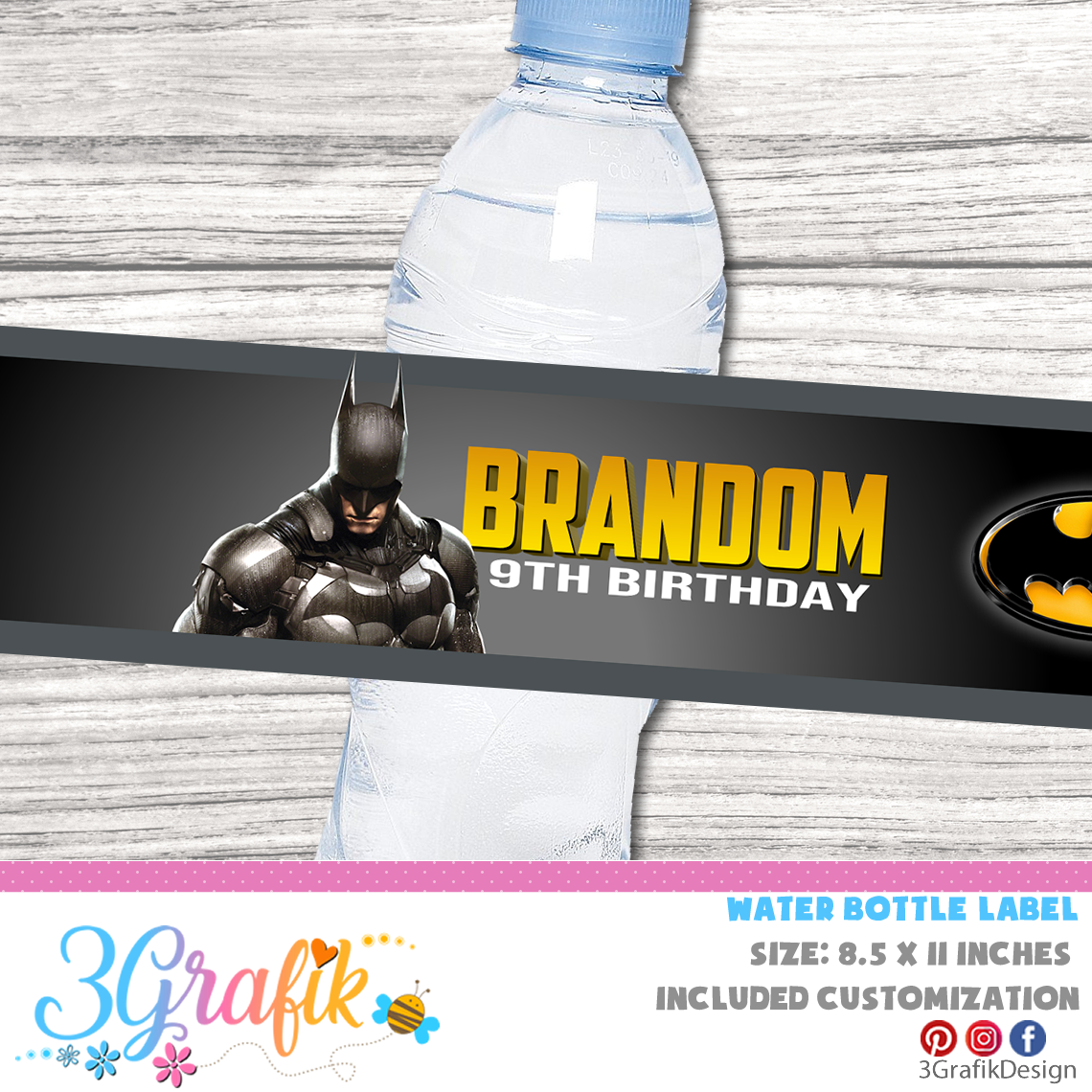 ▷ Batman Water bottle Label, Batman Birthday