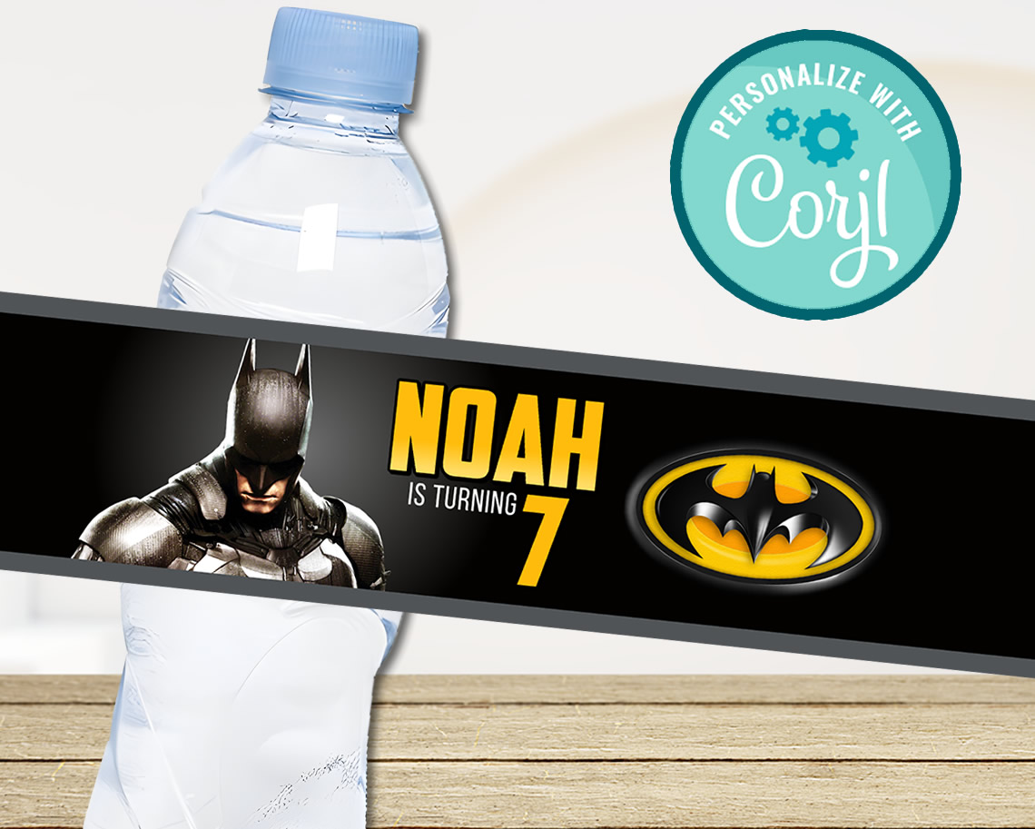Editable Batman Water Bottle Labels