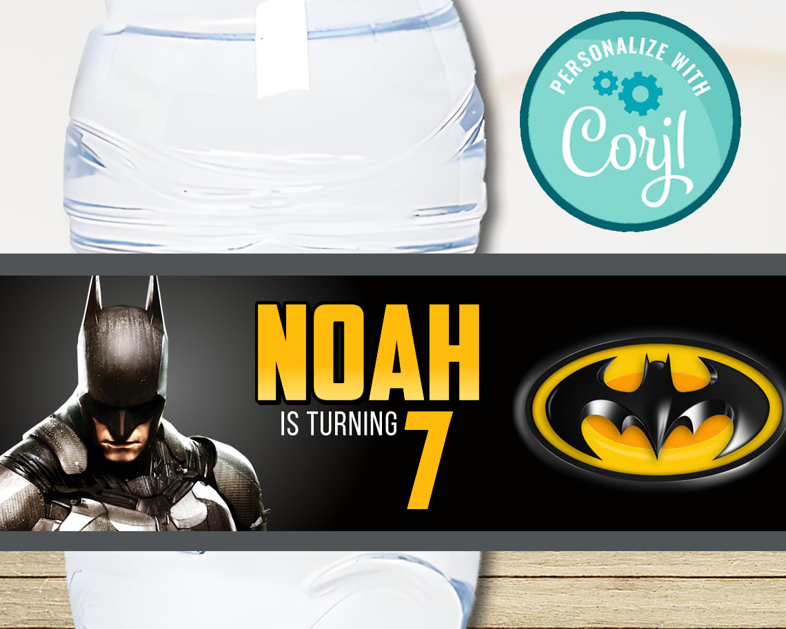 Editable Batman Water Bottle Labels