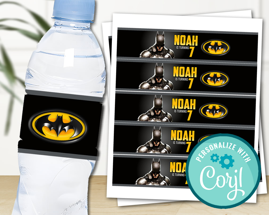 Editable Batman Water Bottle Labels