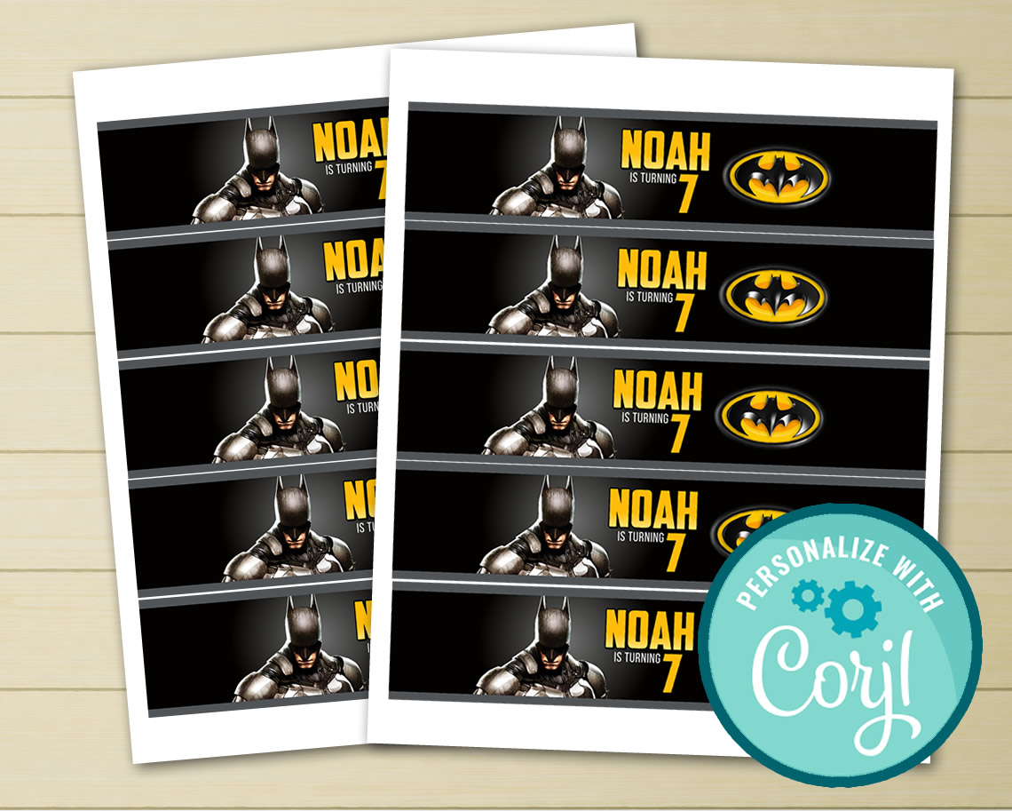 Editable Batman Water Bottle Labels